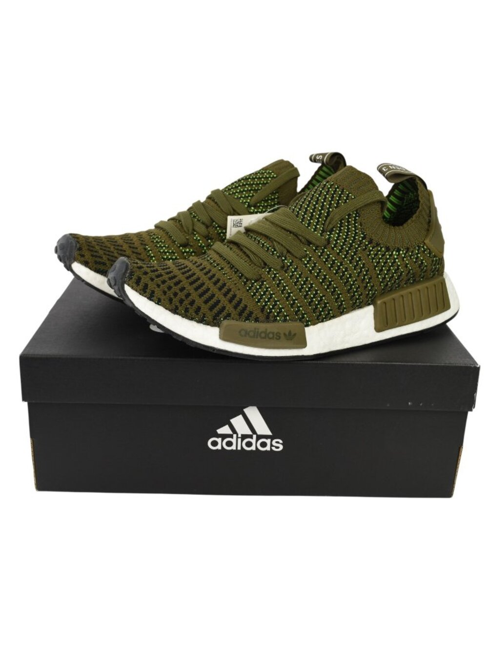ADIDAS Mens Trace Green NMD R1 STLT Primeknit Tennis Shoes 9 NEW